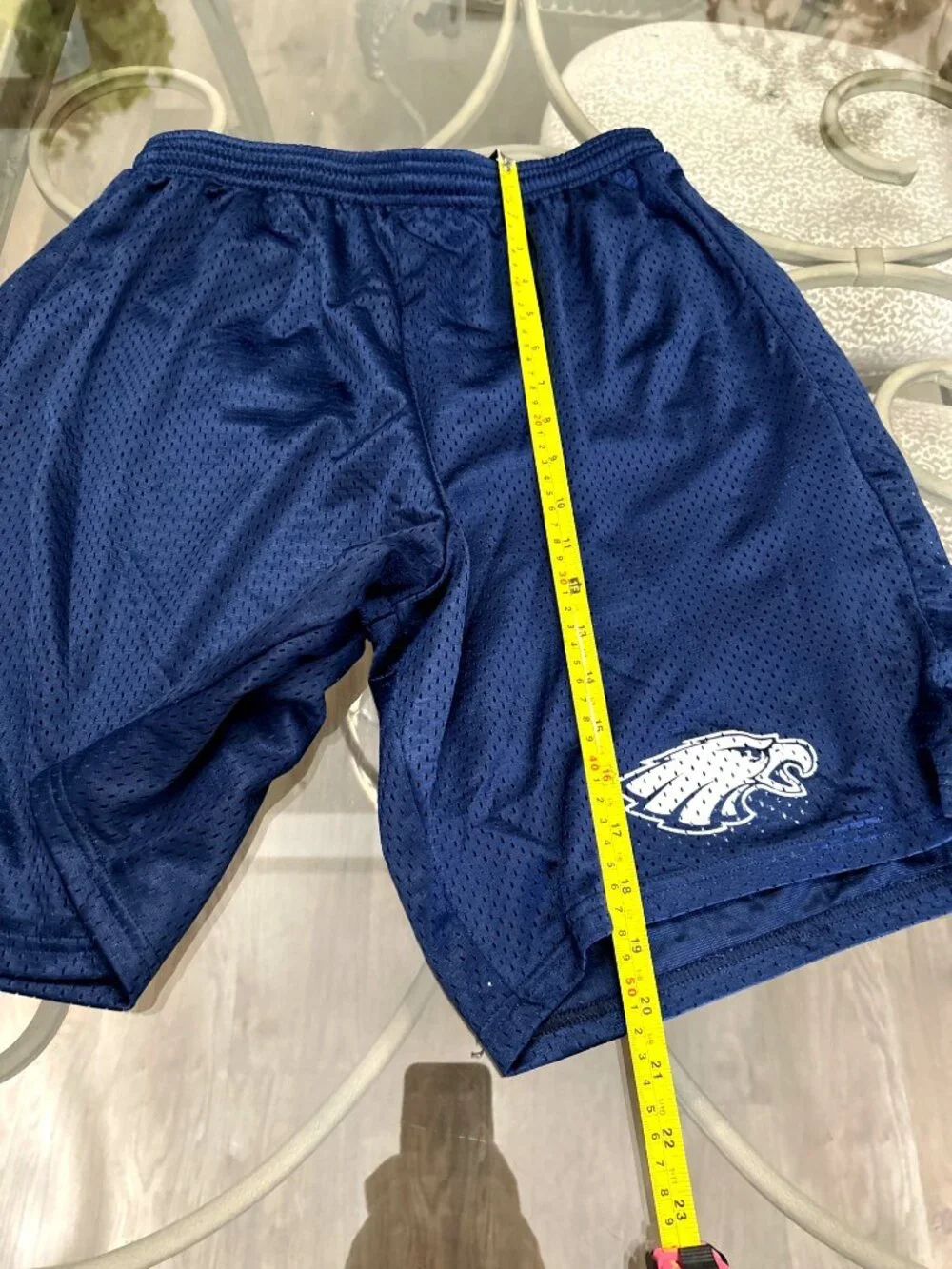 Navy Blue A4 Mens Large Mesh Athletic Shorts With Embroidered Eagle Logo